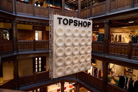 Topshop speaker installation in Liberty atrium